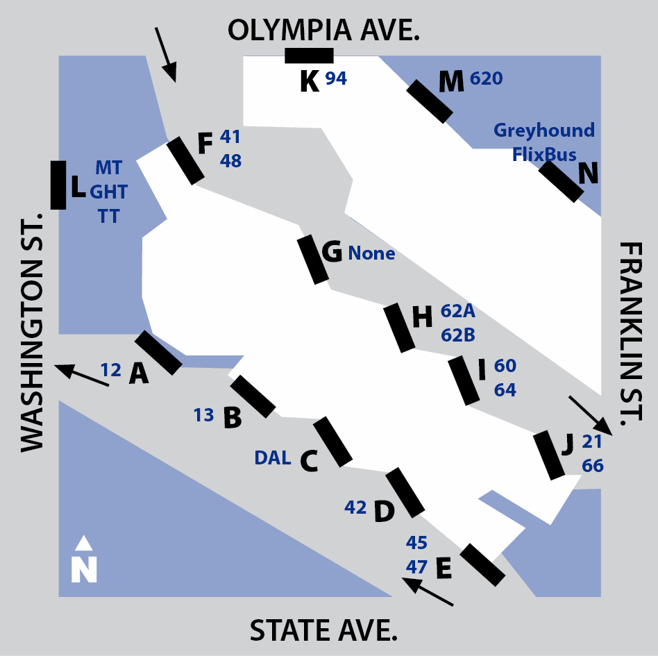 Bus Bay Assignments at the Olympia Transit Center