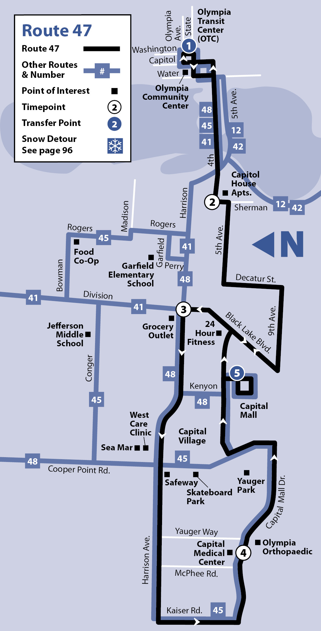 b47 bus route map 47 Intercity Transit
