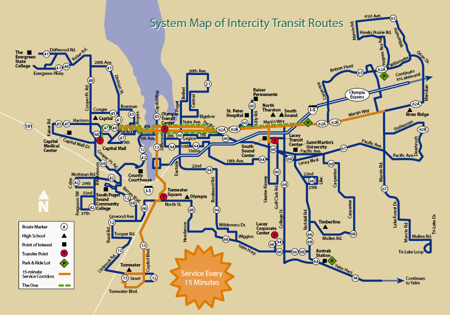 Intercity Transit's System Map as of Dec. 13, 2021
