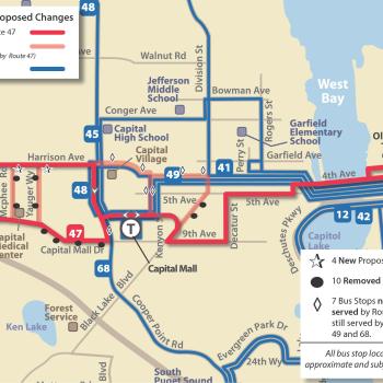 Map of proposed service changes - Route 47