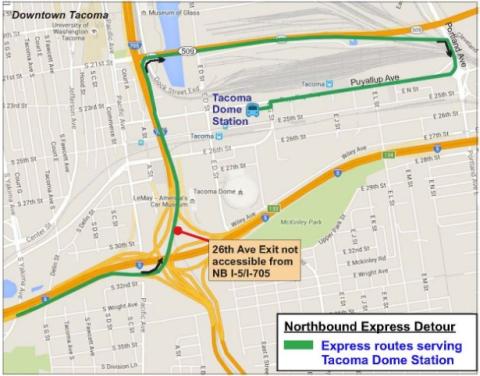 26th Ave Exit is not accessible from NB I-5/I-705