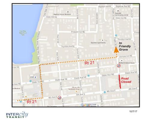 Route 21 Outbound Detour Map