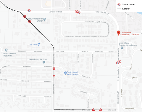 Carpenter Road Detour Map