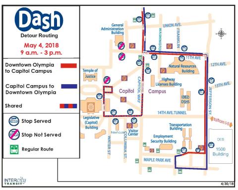 Dash West Capitol Campus Detour due to Event