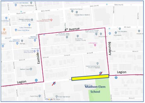 Route 60 detour on Legion Way.