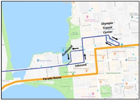 Routes 41, 45, 47, & 48 will be on detour Saturday, Dec. 1 due to road closures during the Olympia Toy Run.