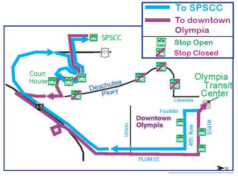 Route 12 detour will travel along Plum St. due to the closure of Deschutes Parkway for the Lakefair activities.