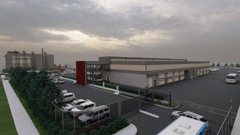 Rendering of Maintenance building after rehabilitation