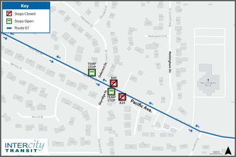 Rt 67 Stop 824 and 849 Closed MAP 1-23-2023