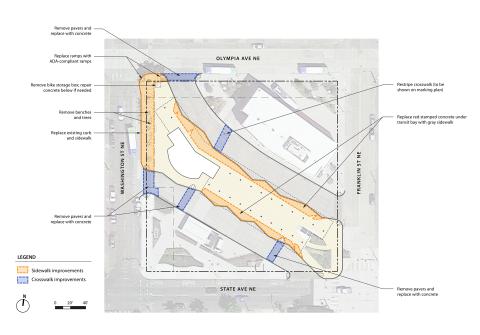 graphic showing improvements at the Olympia Transit Center