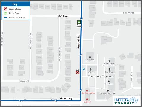 Stop 638 to be closed for construction 2-16-23. Use temp stop north at 56th Ave.
