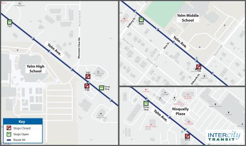 Multiple stops in Yelm closed 3-20-23. Use alt stops.