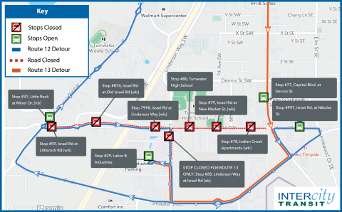 rt 12 and 13 detour map