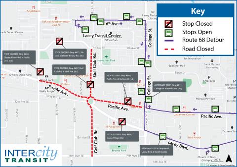 Route 68 detour for Oct. 6