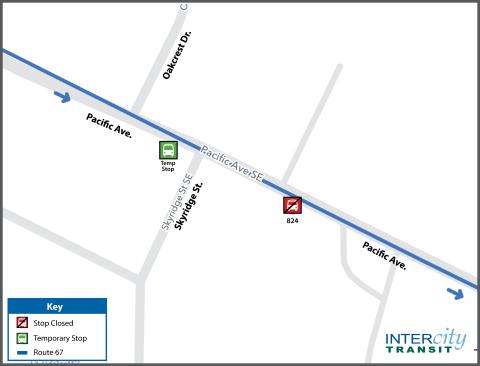 Bus stop #824, Pacific Ave. at Skyridge St., temporarily closed due to construction to enhance the bus stop.