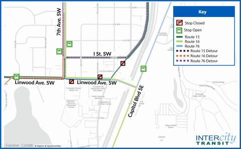 Stops 105, 84, 45 and 998 will be closed during construction.
