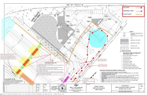 Martin Way Park & Ride Direct Access construction including parking revisions beginning April 3, 2023