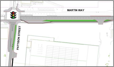 Image of construction area at intersection of Pattison Street and Martin Way