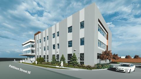 Rendition of Administration and Operations building along Pattison Street SE
