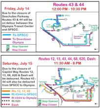 Lakefair Detour Maps for Friday, July 14 and Saturday, July 15