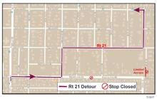 Route 21 Outbound Detour Map