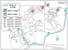 Route 41 detour map - closure of Indian Pipe Loop Road.