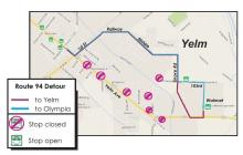 Route 94 detour in Yelm