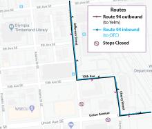 Route 94 detour at Union Avenue and Jefferson Street