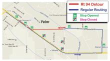 Route 94 detour in Yelm due to the Seattle-to-Portland bike ride.