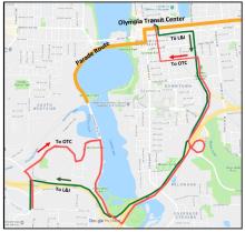 Route 12 will detour around Deschutes Parkway on Saturday, Dec. 1 due to road closures during the Olympia Toy Run.