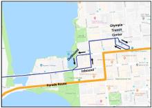 Routes 41, 45, 47, & 48 will be on detour Saturday, Dec. 1 due to road closures during the Olympia Toy Run.