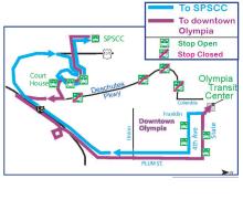 Route 12 will be on detour due to the closure of Deschutes Parkway for Lakefair fireworks.