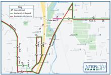 Route 68 on detour in Tumwater due to the closure of Custer Way between Capitol Blvd. and Boston St.