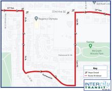 Route 94 on detour due to the closure of 22nd Ave. between Cain Rd. and Fir St.