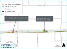 Bus stop #535 is closed for construction. Use nearby stop #534.