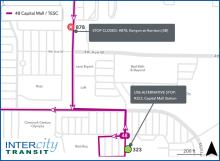 Bus stop # 878 is closed for construction. Please use nearby stop #323.