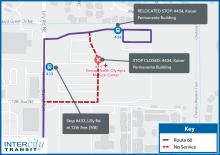 Route 60 returning to regular route at Kaiser Permanente and will serve the back parking lot again.