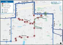 Routes 64 and 66 will be on detour due to road closure for the Lacey Lighted Parade.