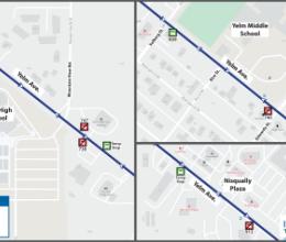 Multiple stops in Yelm closed 3-20-23. Use alt stops.