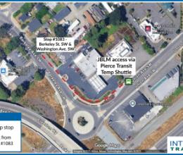 Map of temp stop and Pierce Transit shuttle for Madigan Gate Closure