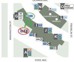 Bay F closure. Route 52 will depart from Bay H. 