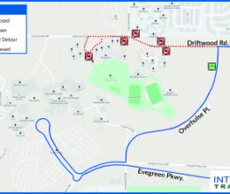 Map of Evergreen Dorm Loop detour